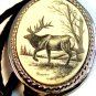 Southwest Silver Tone Moose Scrimshaw Leather Bolo By  L. Layden
