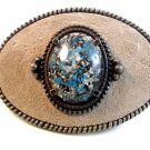 Vintage Seude Leather Top & Lucite Belt Buckle Made in U.S.A.