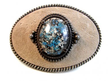 Vintage Seude Leather Top & Lucite Belt Buckle Made in U.S.A.