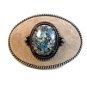 Vintage Seude Leather Top & Lucite Belt Buckle Made in U.S.A.