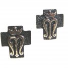 Vintage Sterling Silver & Black Crown Cufflinks 72514