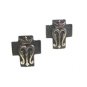 Vintage Sterling Silver & Black Crown Cufflinks 72514