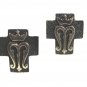 Vintage Sterling Silver & Black Crown Cufflinks 72514