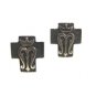 Vintage Sterling Silver & Black Crown Cufflinks 72514