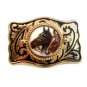 Vintage 2 Harnessed Horses Western Cowboy Belt Buckle