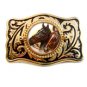 Vintage 2 Harnessed Horses Western Cowboy Belt Buckle