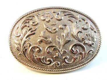 Vintage Silver Tone 24K Gold Plate Western Cowboy Belt Buckle by Chambers