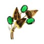 1950's Retro Sterling Silver Gold Vermeil Green Brooch 72214