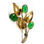 1950's Retro Sterling Silver Gold Vermeil Green Brooch 72214