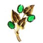 1950's Retro Sterling Silver Gold Vermeil Green Brooch 72214