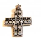 Vintage Sterling Silver & Mother of Pearl & Black Onyx Cross