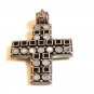 Vintage Sterling Silver & Mother of Pearl & Black Onyx Cross