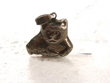 Vintage Sterling Silver Cat Pendant Unbranded 62915