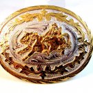 Mexican Alpaca Silver Rodeo Ride 'Em Bull Rider Belt Buckle 4 1/4' X 3"