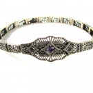 Edwardian / Art Deco Silver & Amythest Filigree Bracelet Unbranded 7715