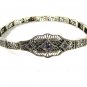 Edwardian / Art Deco Silver & Amythest Filigree Bracelet Unbranded 7715