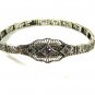 Edwardian / Art Deco Silver & Amythest Filigree Bracelet Unbranded 7715