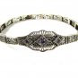 Edwardian / Art Deco Silver & Amythest Filigree Bracelet Unbranded 7715