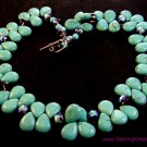 Vintage Sterling Silver Turquoise & Austrian Crystal 22" Necklace