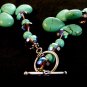 Vintage Sterling Silver Turquoise & Austrian Crystal 22" Necklace