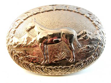 Vintage Horse Western Cowboy Belt Buckle Made in U.S.A. by Chambers