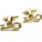 True Vintage Skeleton Key Goldtone Cufflinks by Hickok U.S.A. 101614