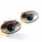 Vintage 1960's Silver Tone Blue / White Cufflinks by Anson