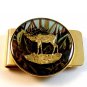 New Old Stock Moose in Green Woods Money Clip