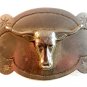 Vintage 1930's - 1950's Silver Tone Texas Longhorn Cowboy Western Belt Buckle