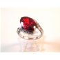 Sterling Silver & Red Garnet & Rhinestones Ring Size 9 1/4