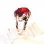 Sterling Silver & Red Garnet & Rhinestones Ring Size 9 1/4