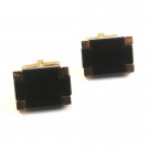 Vintage Gold Tone & Black Cufflinks Marked Flex-Let Quality U.S.A.