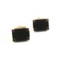 Vintage Gold Tone & Black Cufflinks Marked Flex-Let Quality U.S.A.