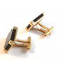Vintage Gold Tone & Black Cufflinks Marked Flex-Let Quality U.S.A.