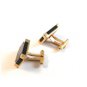 Vintage Gold Tone & Black Cufflinks Marked Flex-Let Quality U.S.A.