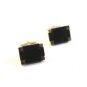 Vintage Gold Tone & Black Cufflinks Marked Flex-Let Quality U.S.A.