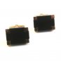 Vintage Gold Tone & Black Cufflinks Marked Flex-Let Quality U.S.A.