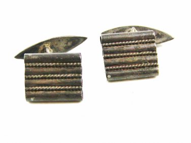 True Vintage 1930's - 1950's Art Deco Silver Cufflinks Unmarked 102414