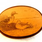 Vintage Scrimshaw ? 2 Ducks in a Pond Belt Buckle