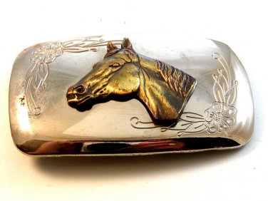 Vintage Western Cowboy Horse Head Belt Buckle Made In U.S.A.