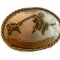 Vintage 1940's - 50's Calf Roping Rodeo Cowboy Western Belt Buckle