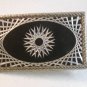 Vintage Silver Tone & Black Diamond Cut Belt Buckle