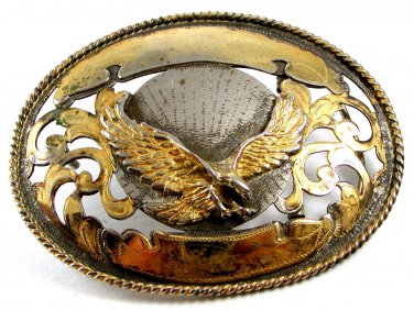Large 5" X 4" Mexican Alpaca Cowboy Western Eagle Belt Buckle 6914