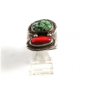 Vintage Handmade Southwest Pawn Silver Turquoise & Coral Ring Size 10