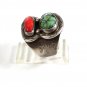 Vintage Handmade Southwest Pawn Silver Turquoise & Coral Ring Size 10