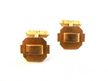 Vintage Swank Gold Tone Art Deco Cufflinks
