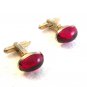 Vintage Gold Tone & Red Art Deco Cufflinks by Hickok U.S.A.