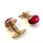 Vintage Gold Tone & Red Art Deco Cufflinks by Hickok U.S.A.