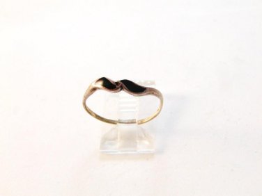 Sterling Silver & Black Enamel Ring Size 8