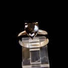 Sterling Silver & Dark Green Heart Ring Size 7